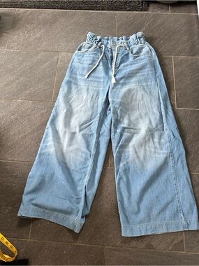Pilcro Anthropologie Wide Leg Light Wash Drawstring Denim Denim size 27 petite